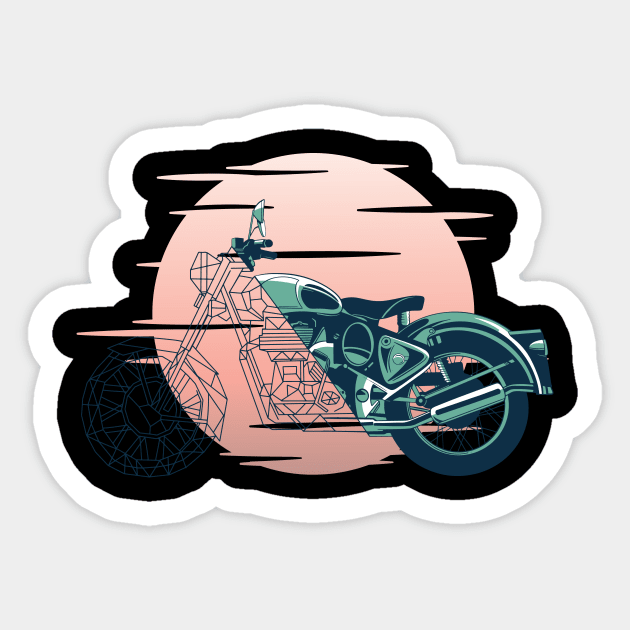 vintage motorcycle geometric retro style Sticker by Midoart